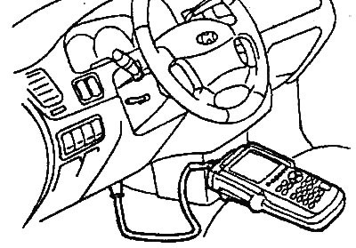 Location of the OBD2 diagnostic connector in a Hyundai Sonata