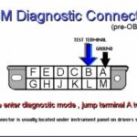 OBD1 ALDL connector location on a 1987 Oldsmobile Delta 88 for reading check engine light codes. Jumper wire connection points are highlighted for accessing diagnostic information.