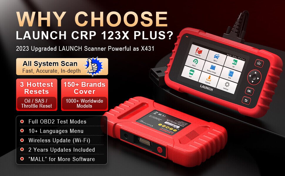 LAUNCH CRP123X Plus OBD2 Scanner and accessories