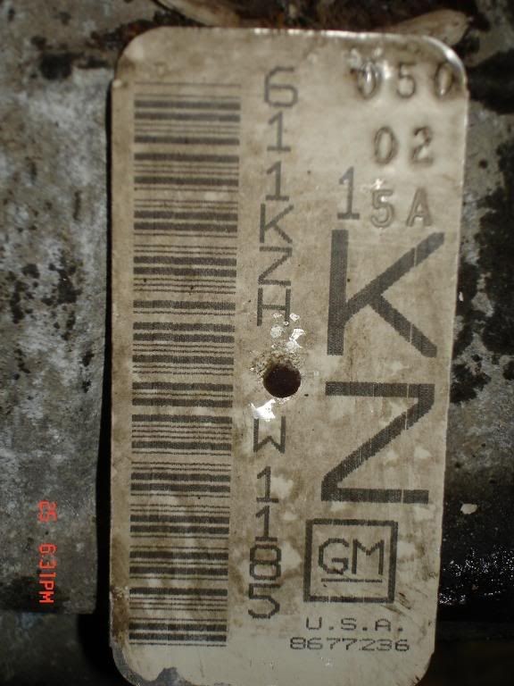 Identification tag on a 1991 Allante 4T60 transmission