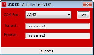 Successful test result in Adapter Test V1.01 program