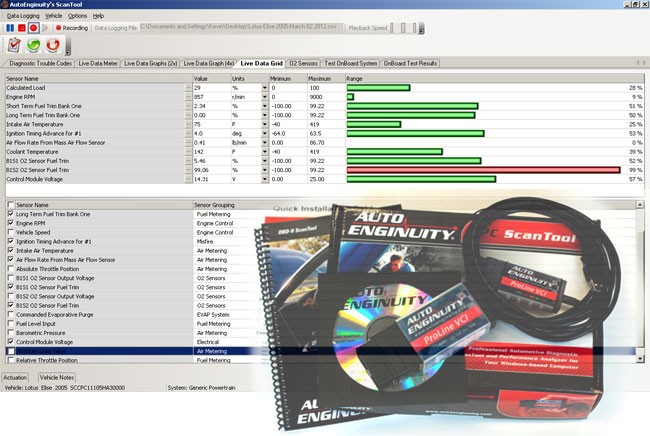 AutoEnginuity ScanTool OBD2 software interface.