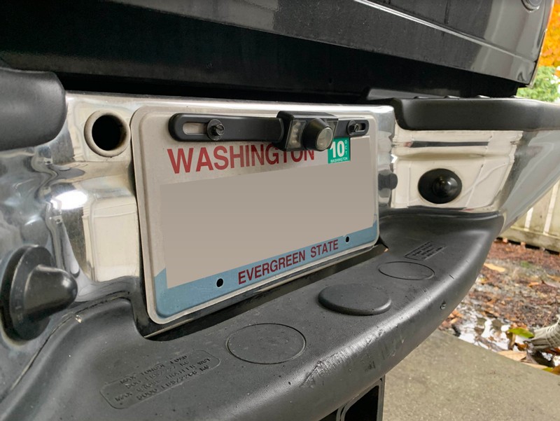 License Plate Mounted Backup Camera on Ford Truck