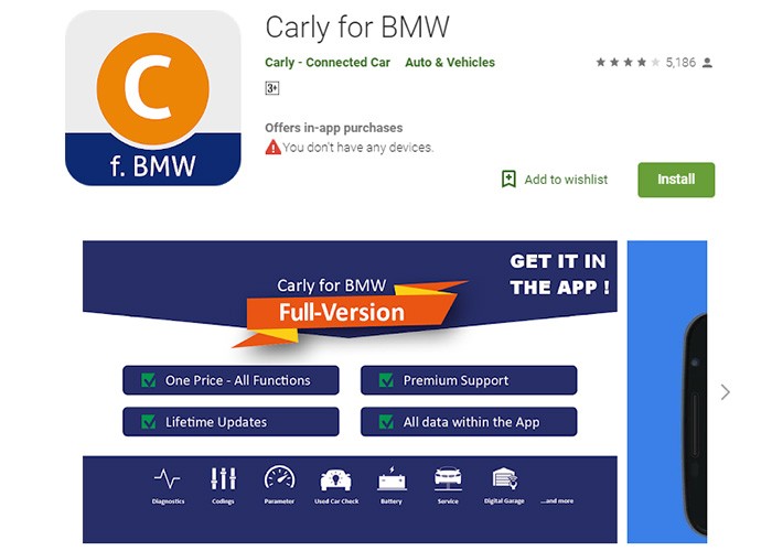 Carly For BMW App Interface with BMW Specific Diagnostics