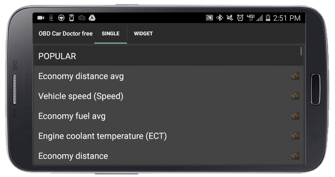 Kiwi OBD App Displaying Vehicle Data