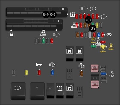 Engine compartment fuse box diagram for the 2013 Toyota Corolla, highlighting its location and layout.