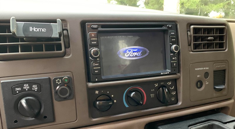 Joying Android Double Din Head Unit Installed in Ford Truck Dashboard