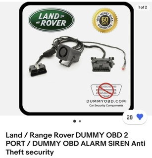 Dummy OBD2 port security device for Range Rover. This anti-theft measure can deter thieves by preventing access to the vehicle's diagnostic system, often used in car thefts.