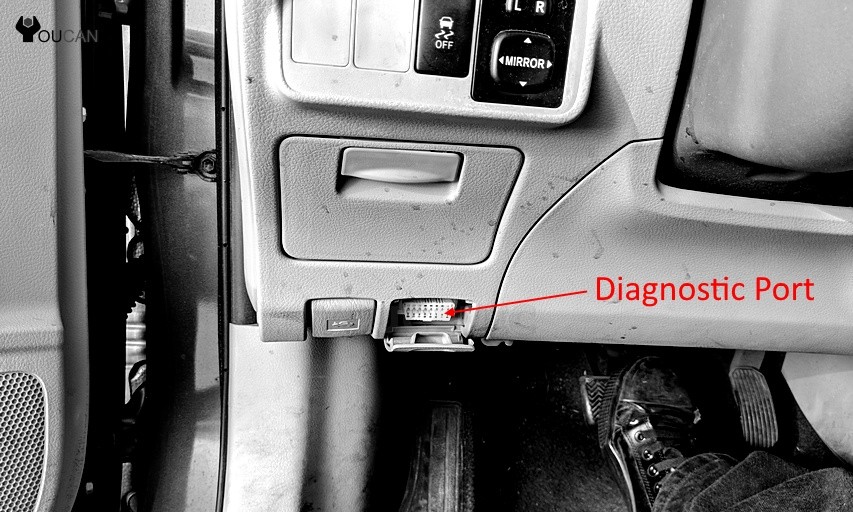 Driver Side Under Dashboard View for OBD2 Port Access