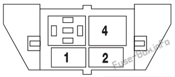 Diagram of the auxiliary relay box in a 2004 Lincoln Aviator, detailing the relays for HID headlights and EDF.