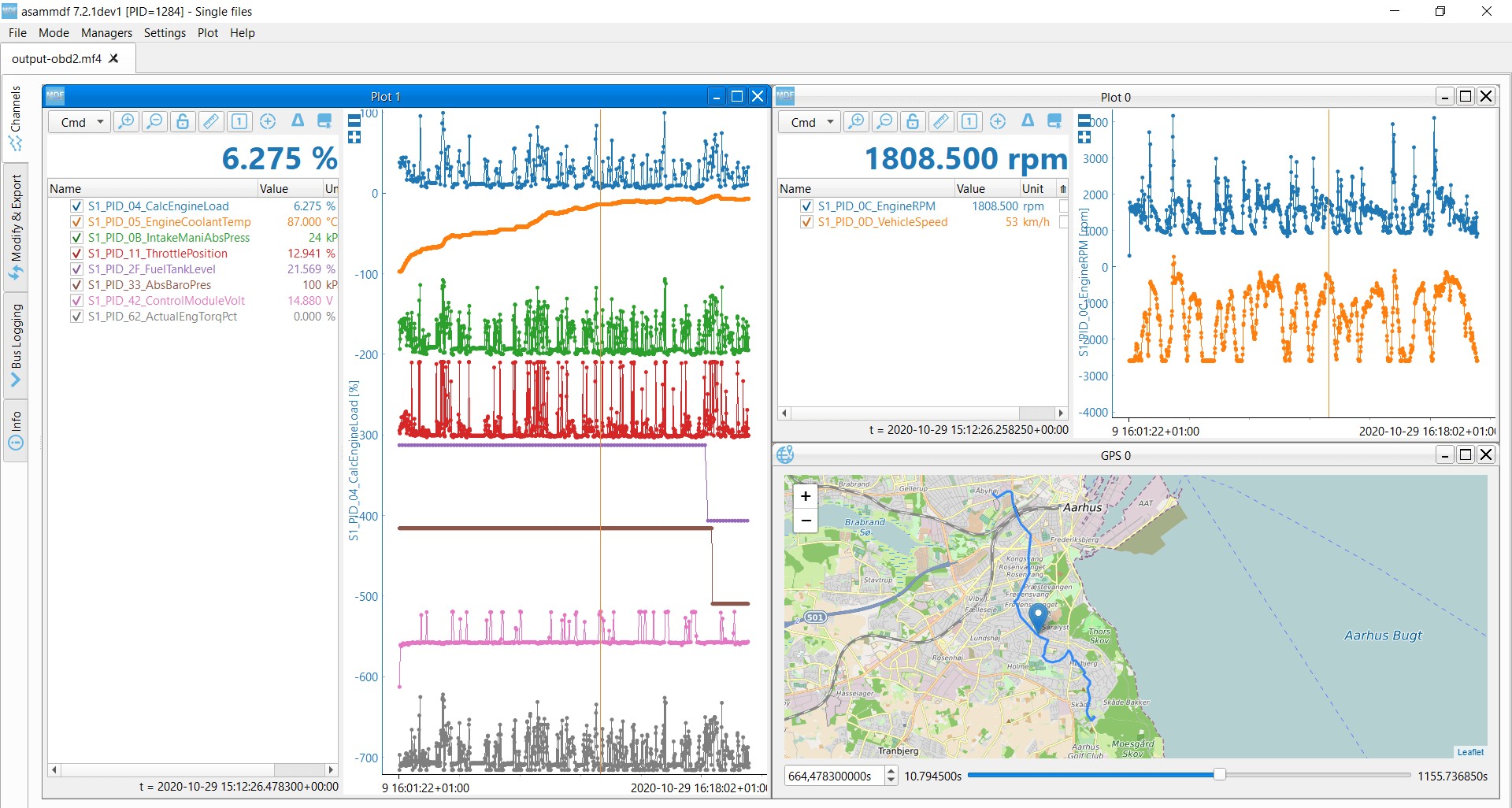 OBD2 Data Visualization in asammdf with DBC Decoding