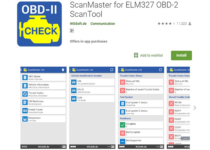 ScanMaster App Displaying Vehicle Performance Data Graphically