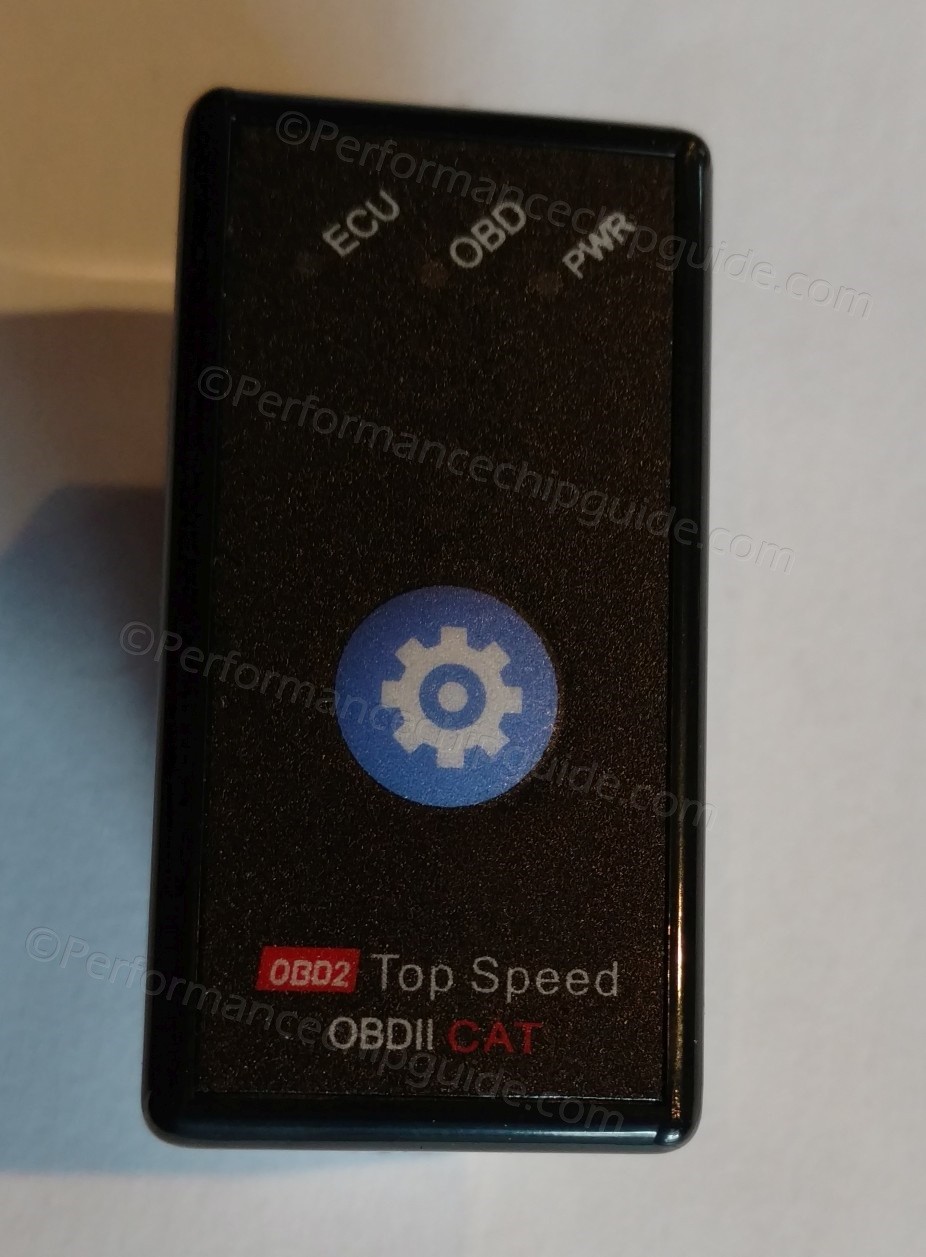 External view of the Thorton Performance Chip Top Speed OBDII Cat, before disassembly, showing its generic OBD2 connector and casing.