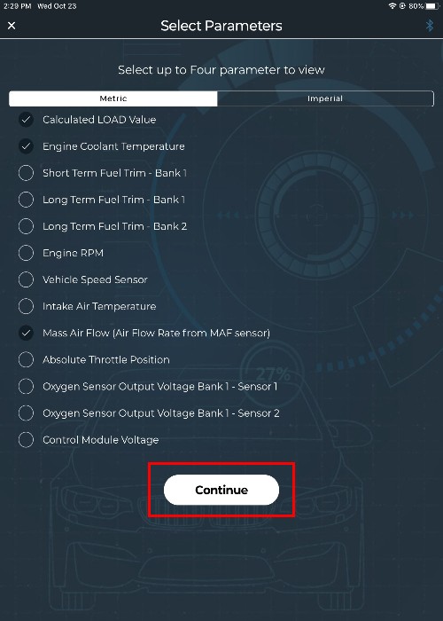 Selecting Metrics for Live Data Display in OBD2 App