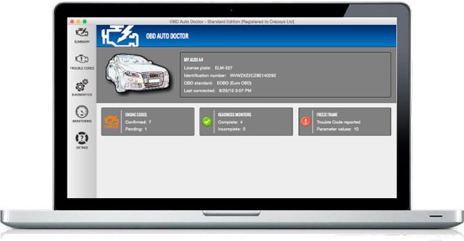 OBD Auto Doctor OBD2 software application interface on macOS